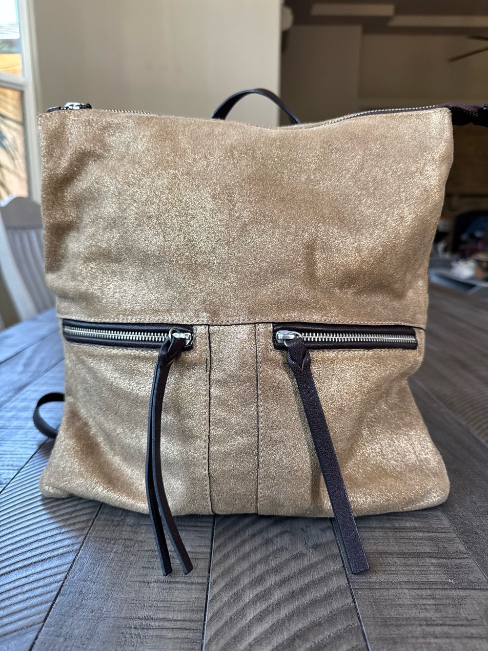 Neiman Marcus Signature Collection Metallic Gold Backpack Tote
